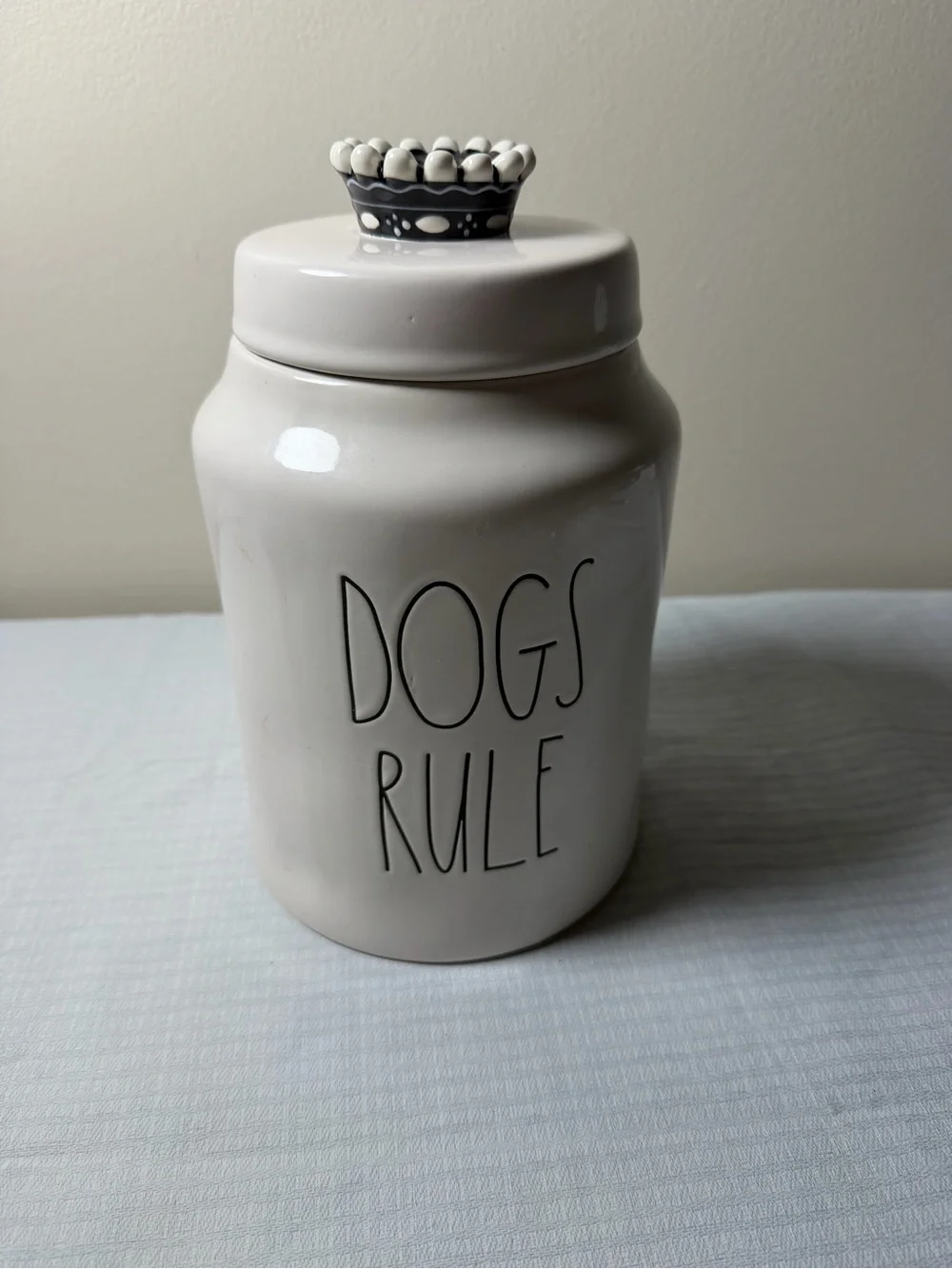 Rae Dunn Dogs Rule Ceramic Jar
